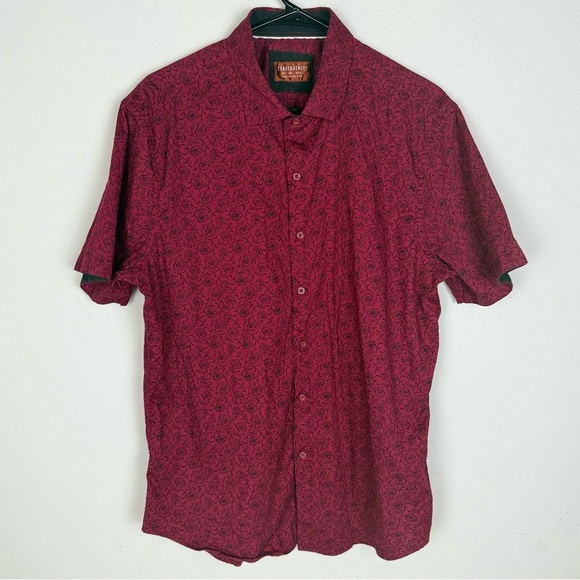 Consequence Men’s Red Casual Button Down Shirt with Relaxed Fit Size L - Picture 2 of 9
